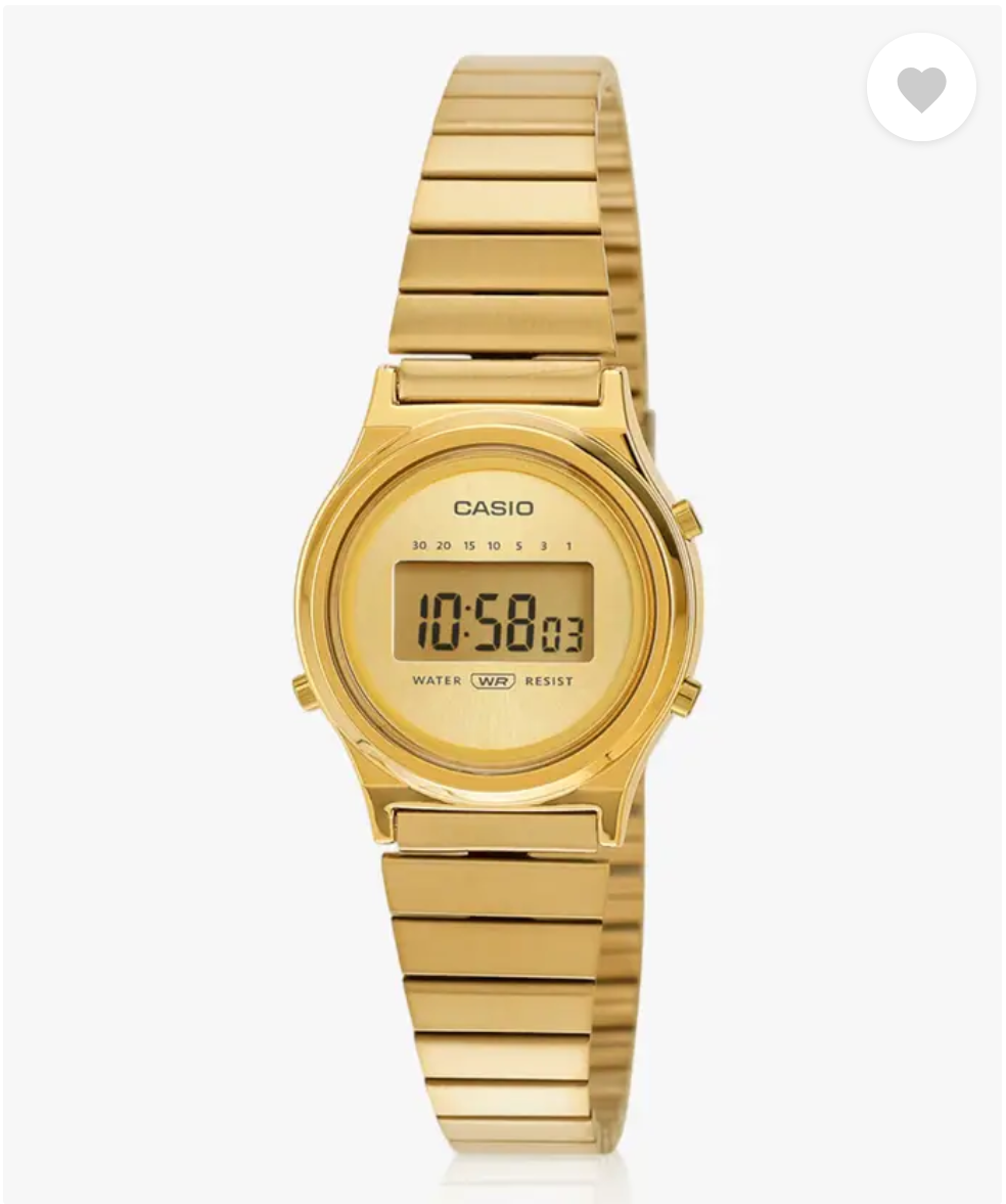 Vintage Gold Dial Gold Stainless Steel Band Digital Watch For Men & Women -LA700WEG-9ADF