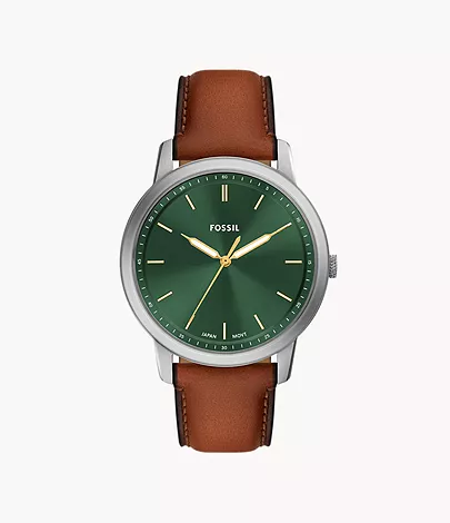Minimalist Three-Hand Brown Leather Watch