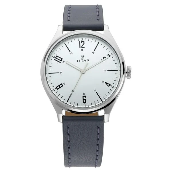 Titan Men's Minimalist Zen Watch: Sleek Leather Strap with Contrast Hands