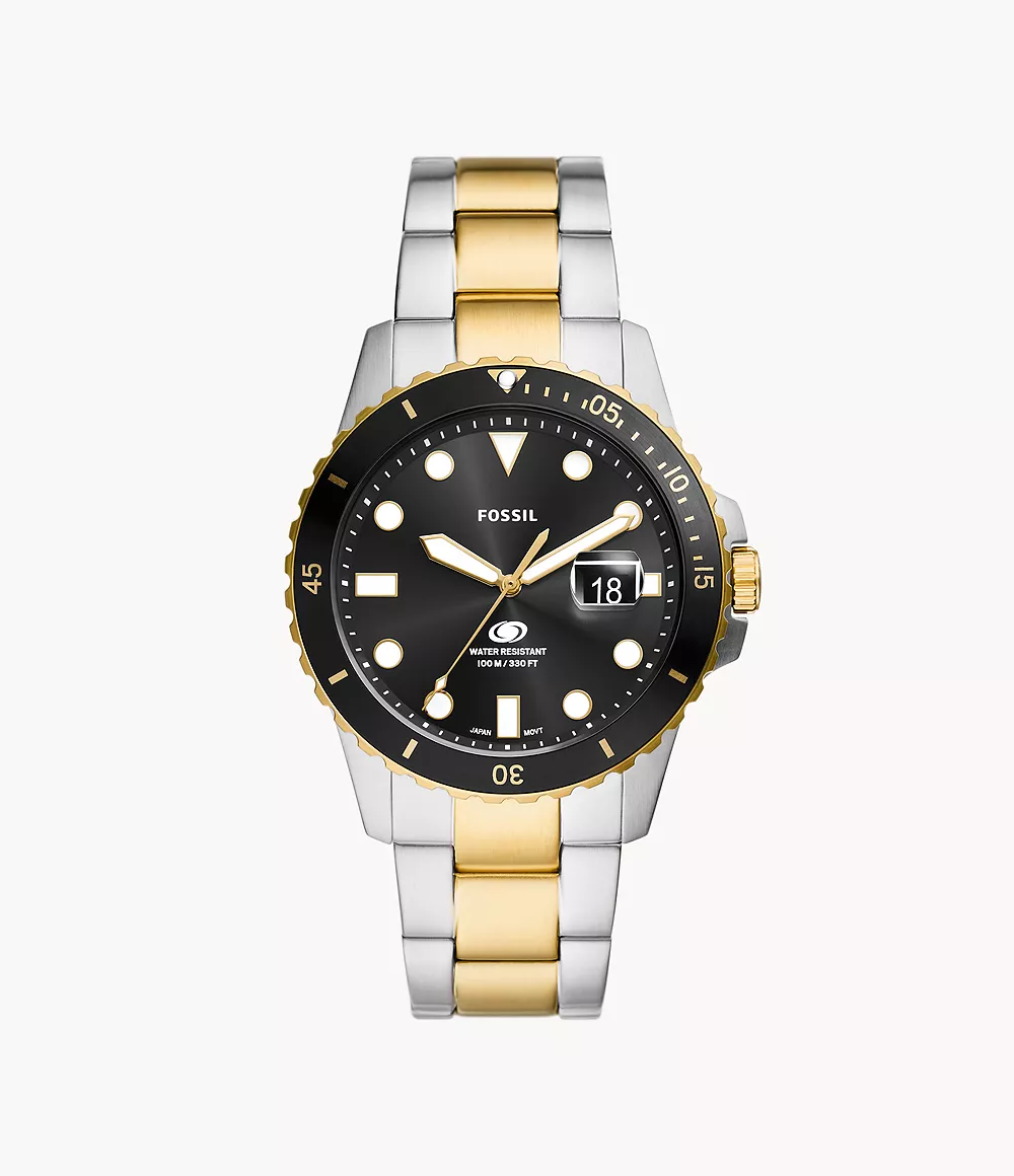 Fossil Blue Dive Three-Hand Date Two-Tone Stainless Steel Watch