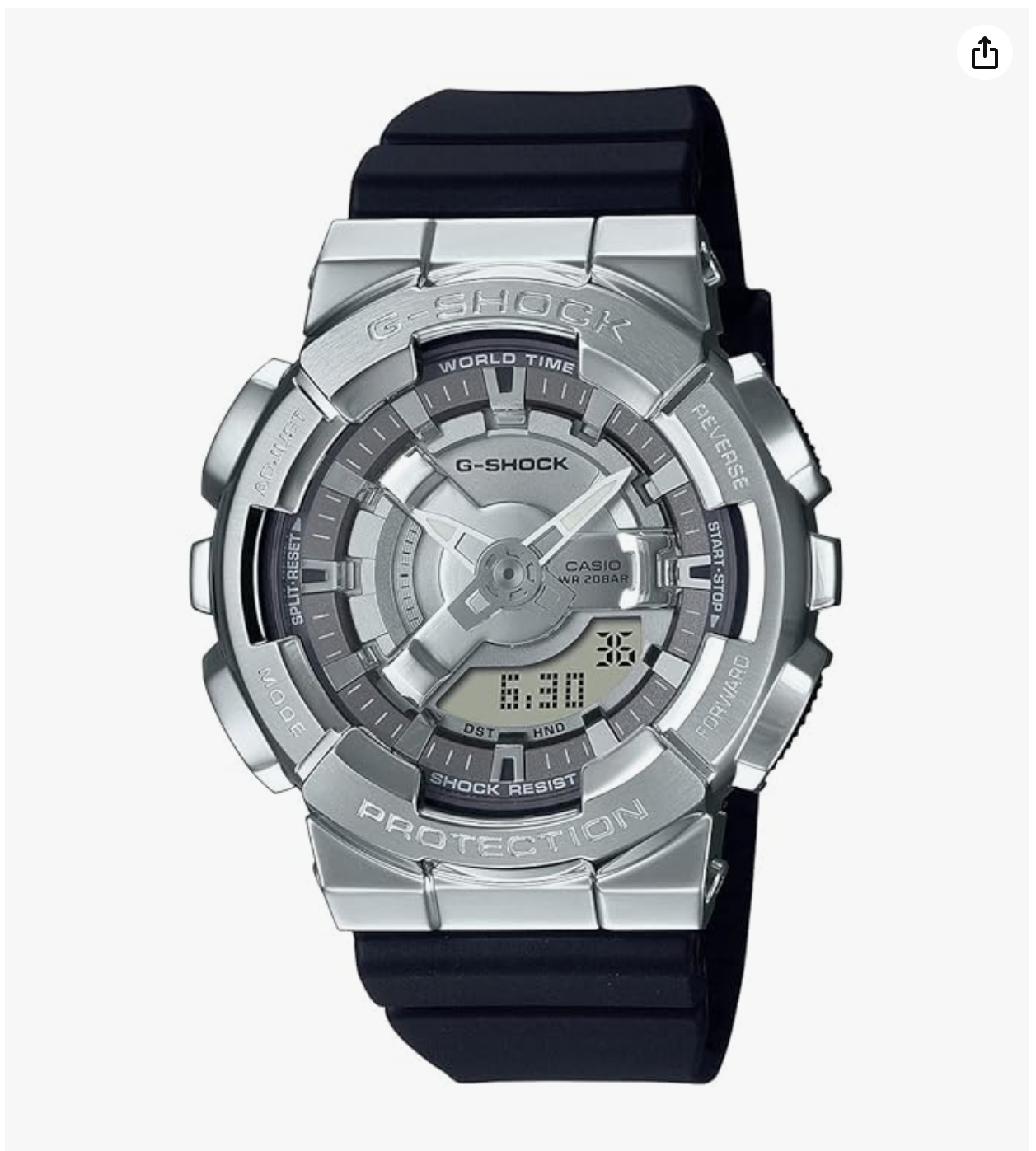 G-SHOCK Women Silver Dial Black Resin Strap Analog-Digital Watch - For Women -GM-S110-1ADR