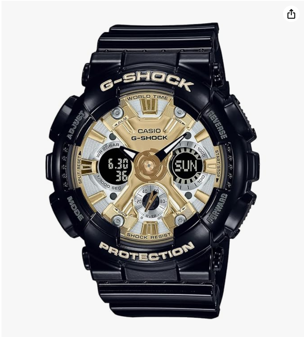 G-SHOCK Women Gold-Silver Dial Black Resin Strap Analog-Digital Watch - For Women -GMA-S120GB-1ADR