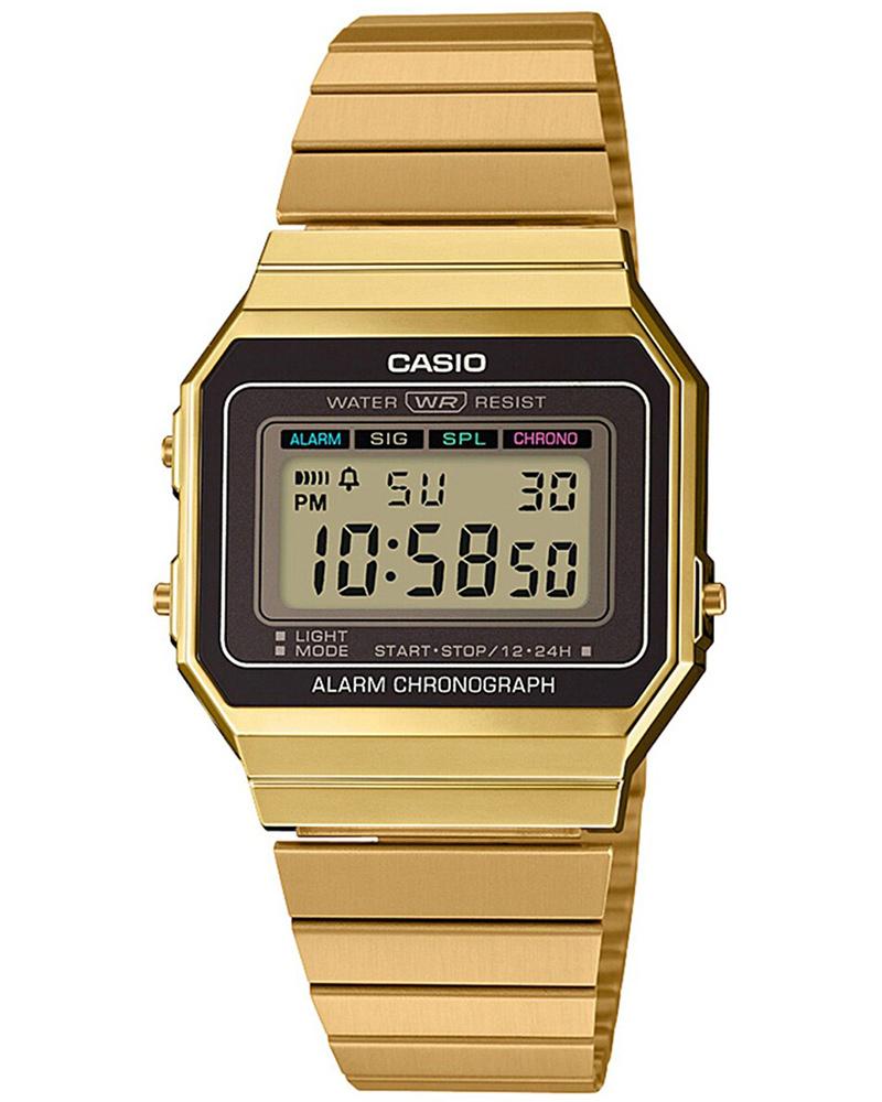 Casio Unisex Gold Digital Dial Gold Stainless Steel Band Vintage A700WG-9ADF