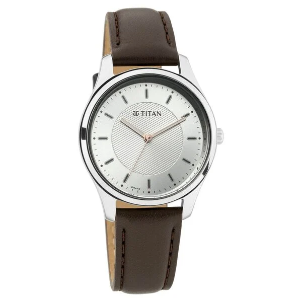Titan Workwear Silver Dial Women Watch With Leather Strap