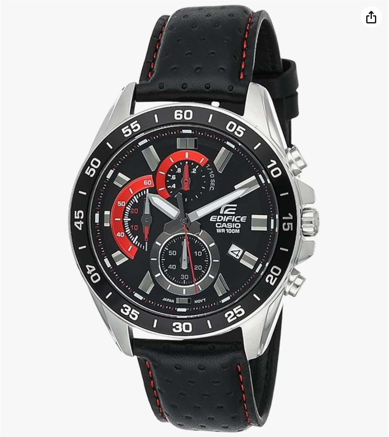 Casio Edifice EFV-550L-1AVUDF Analog Black Dial Men Watch Black Genuine Leather Strap