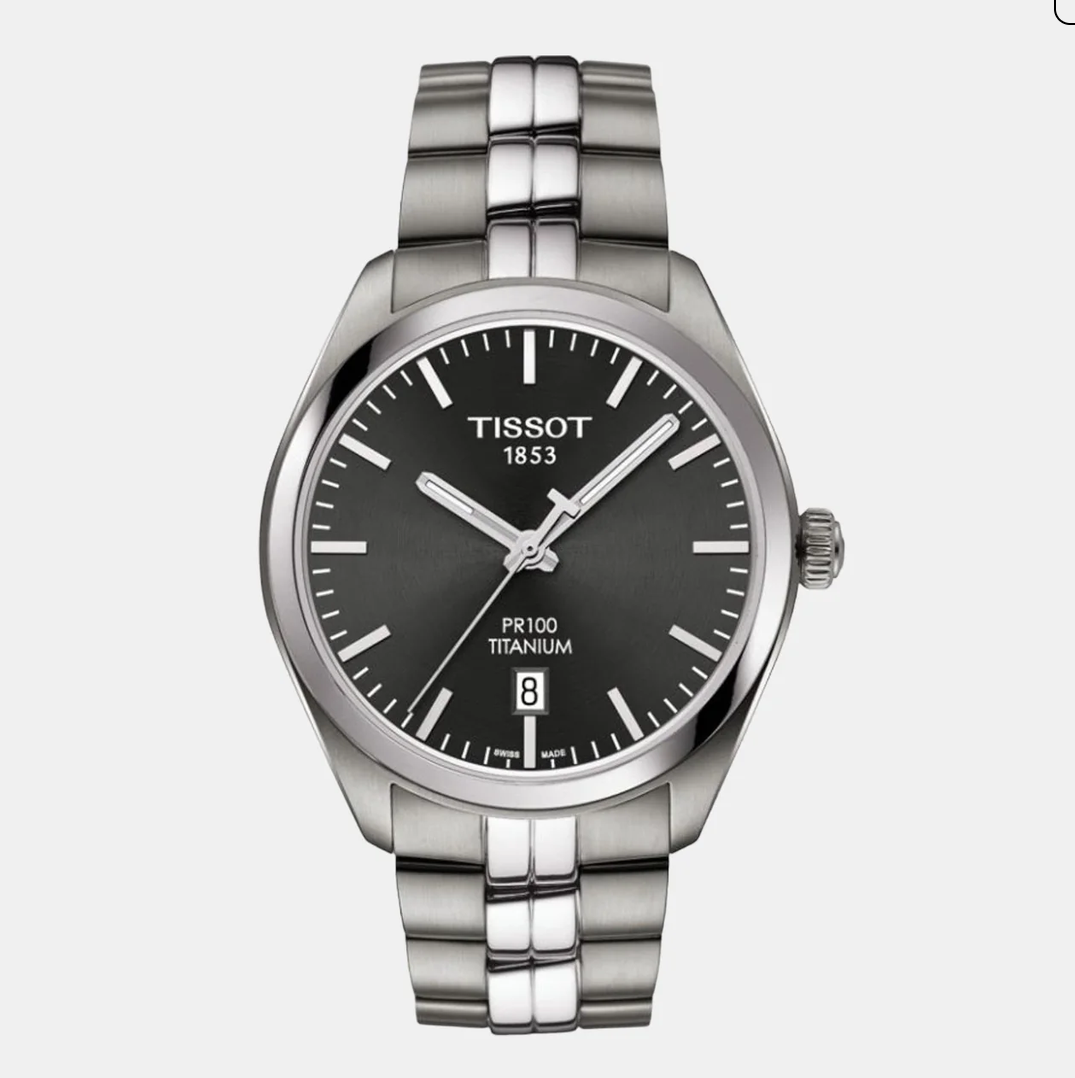 PR 100 Men Quartz Grey Dial Analog Stainless Steel Watch T1014104406100