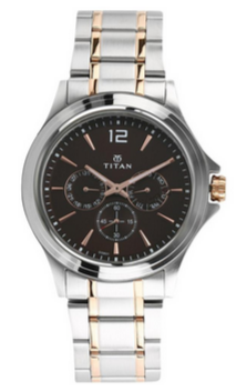 Titan Workwear Multifunction Silver Dial Silver & Gold SS Strap Analog Watch