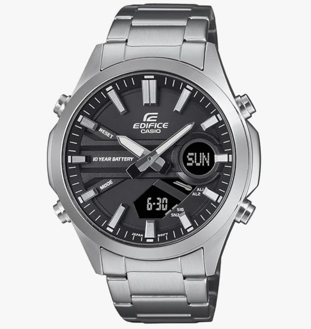 Casio Edifice EFV-C120D-1ADF Analog-Digital Black Dial Men Watch Silver Stainless Steel Strap