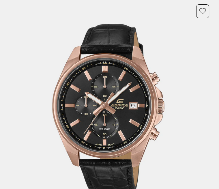 Edifice Men Quartz Black Dial Analog Leather Watch ED665