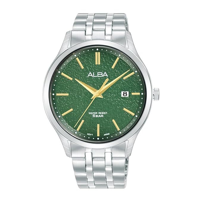 Alba Stainless Steel Men Analog Wristwatch  Green Dial, Silver Band