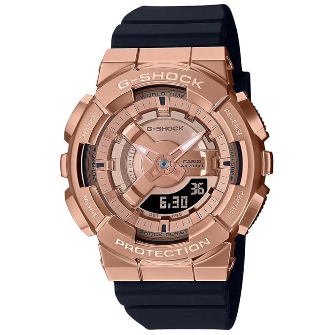 G-Shock Rose Gold Analog-Digital Dial Black Resin Strap Women's Watch GM-S110PG-1ADR