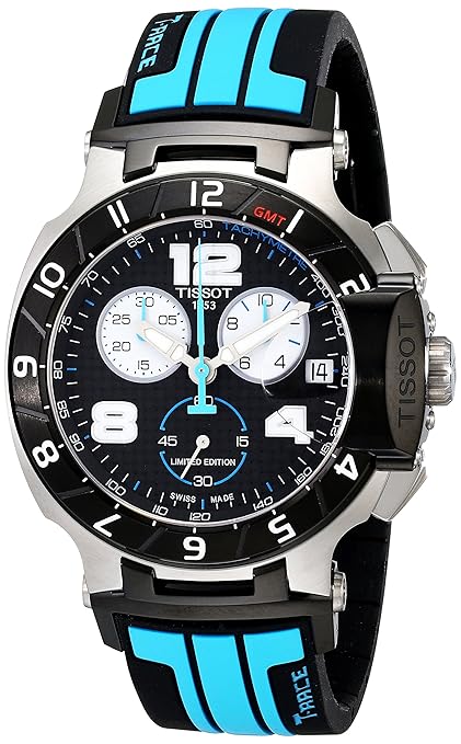 Tissot T-Race MotoGP Chronograph Black Dial Black and Blue Silicone Mens Watch