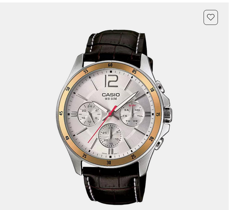 Enticer Men Quartz Silver Dial Chronograph Leather Watch A835