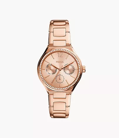 Eevie Multifunction Rose Gold-Tone Stainless Steel Watch