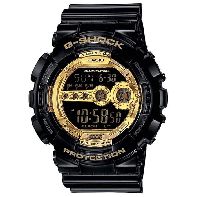 G-Shock GD-100GB-1DR Black & Gold Digital Dial Black Resin Strap Men's Watch