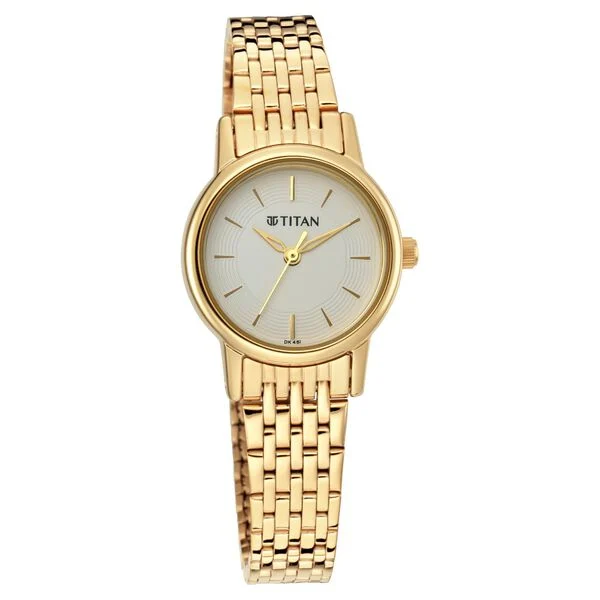 Titan Quartz Analog White Dial Metal Strap Watch for Women