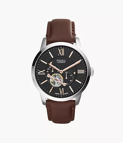 fOSSIL Townsman Automatic Leather Watch Brown