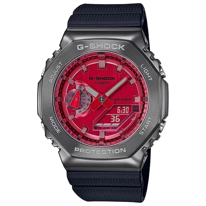 G-Shock GM-2100B-4ADR Stainless Steel Bezel Red Analog-Digital Dial Black Resin Strap Men's Watch