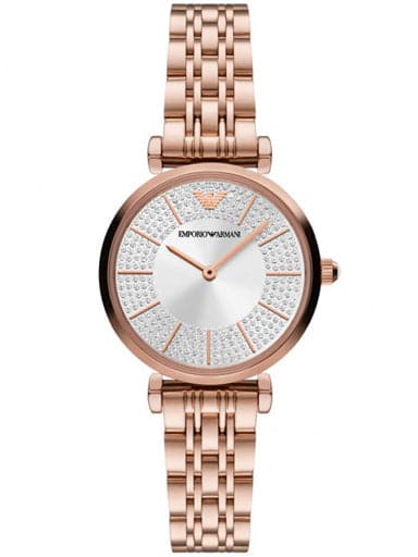 Emporio Armani Two-Hand Rose Gold-Tone Stainless Steel Watch