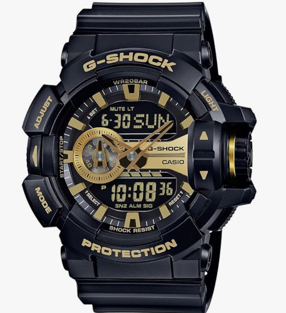 Casio G-Shock GA-400GB-1A9DR Analog-Digital Gold Dial Men Watch Black Resin Strap