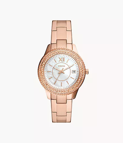 Stella Three-Hand Date Rose Gold-Tone Stainless Steel Watch