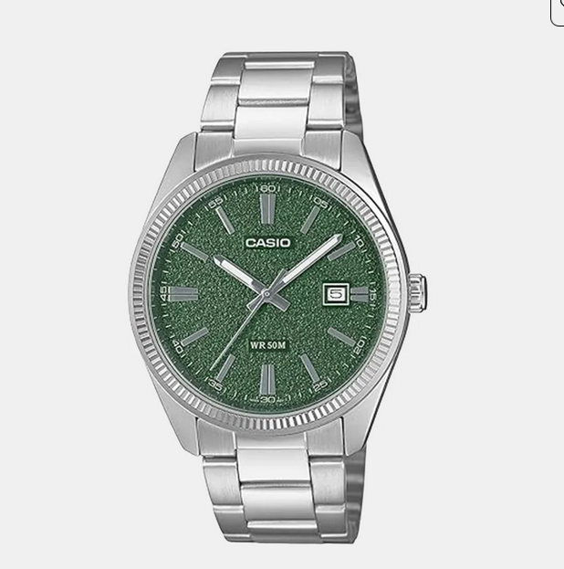 Enticer Men Quartz Green Dial Analog Stainless Steel Watch MTP-1302DA-3AVDF