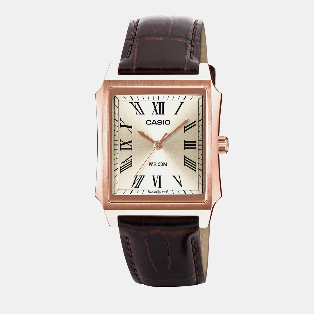 Enticer Men Quartz Gold Dial Analog Leather Watch A2549