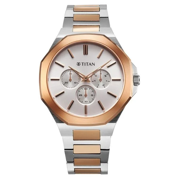 Titan Classic Slim Multifunction Quartz Multifunction Silver Dial Stainless Steel Strap Watch For Men