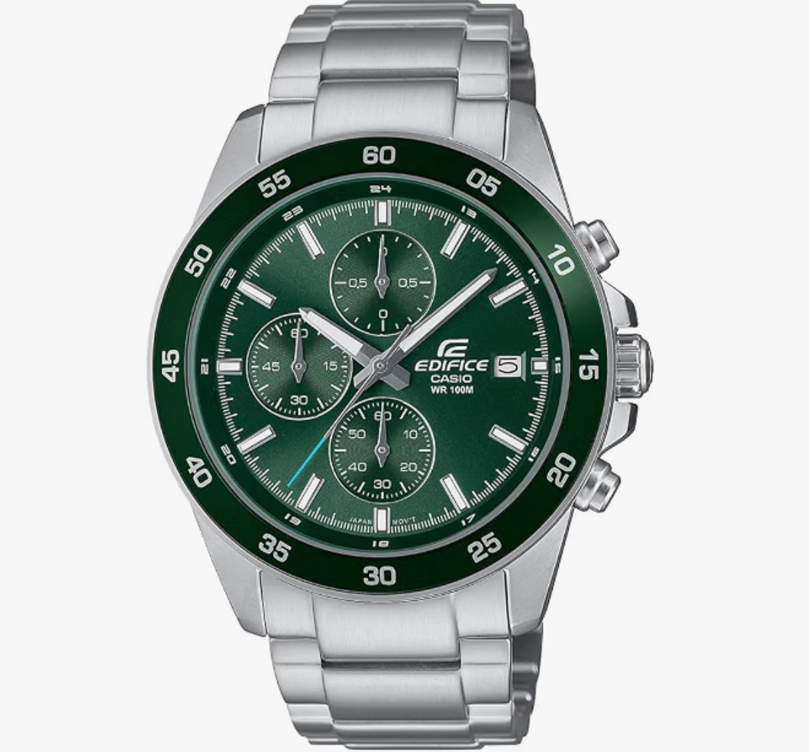 Casio Edifice EFR-526D-3AVUDF Analog Green Dial Men Watch Silver Stainless Steel Strap (ED614)