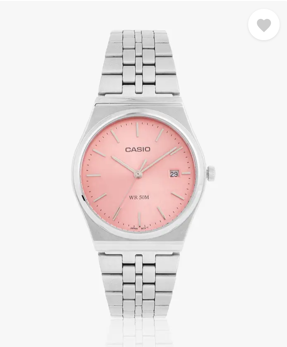 Enticer Men Quartz Pink Dial Analog Stainless Steel Watch MTP-B145D-4AVDF