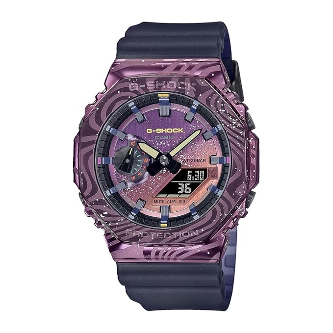 G-Shock GM-2100MWG-1ADR Purple IP Multi-Coloured Analog-Digital Dial Black Resin Strap Men's Watch