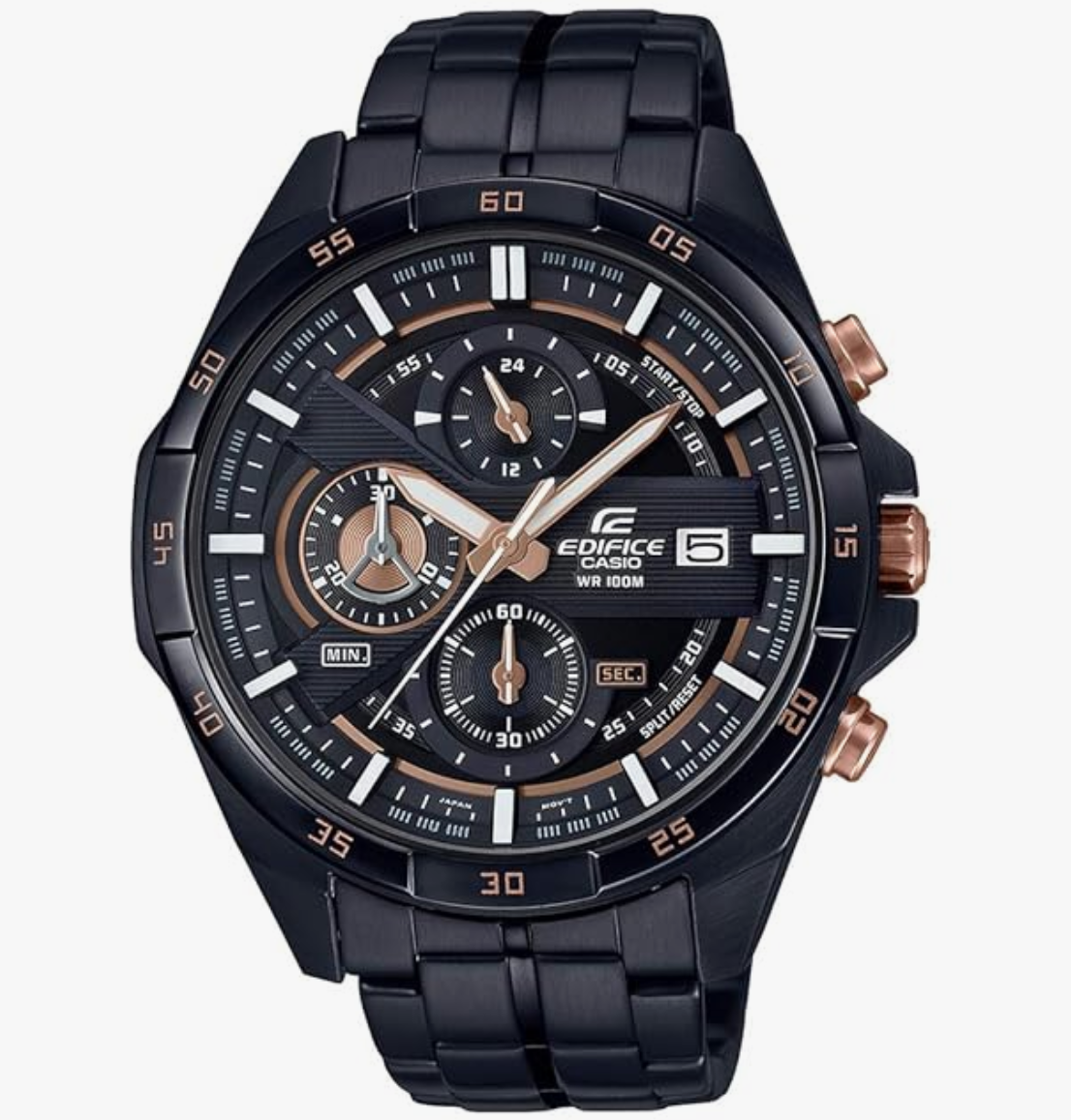 Casio EDifice EFR-556DC-1AVUDF Black Analog Dial Black Stainless Steel Band Men's Watch Chronograph 100M Water Resistant