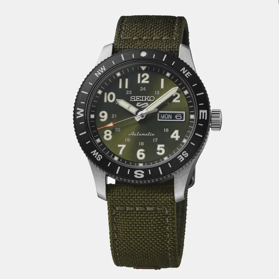 5 Sports Men Automatic Green Dial Analog Nylon Watch HDB008K1