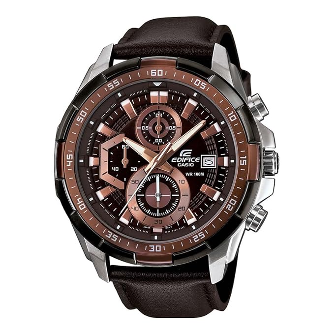 EDifice Brown Analog Dial Brown Leather Band Men's Watch Chronograph  EFR-539L-5AVUDF