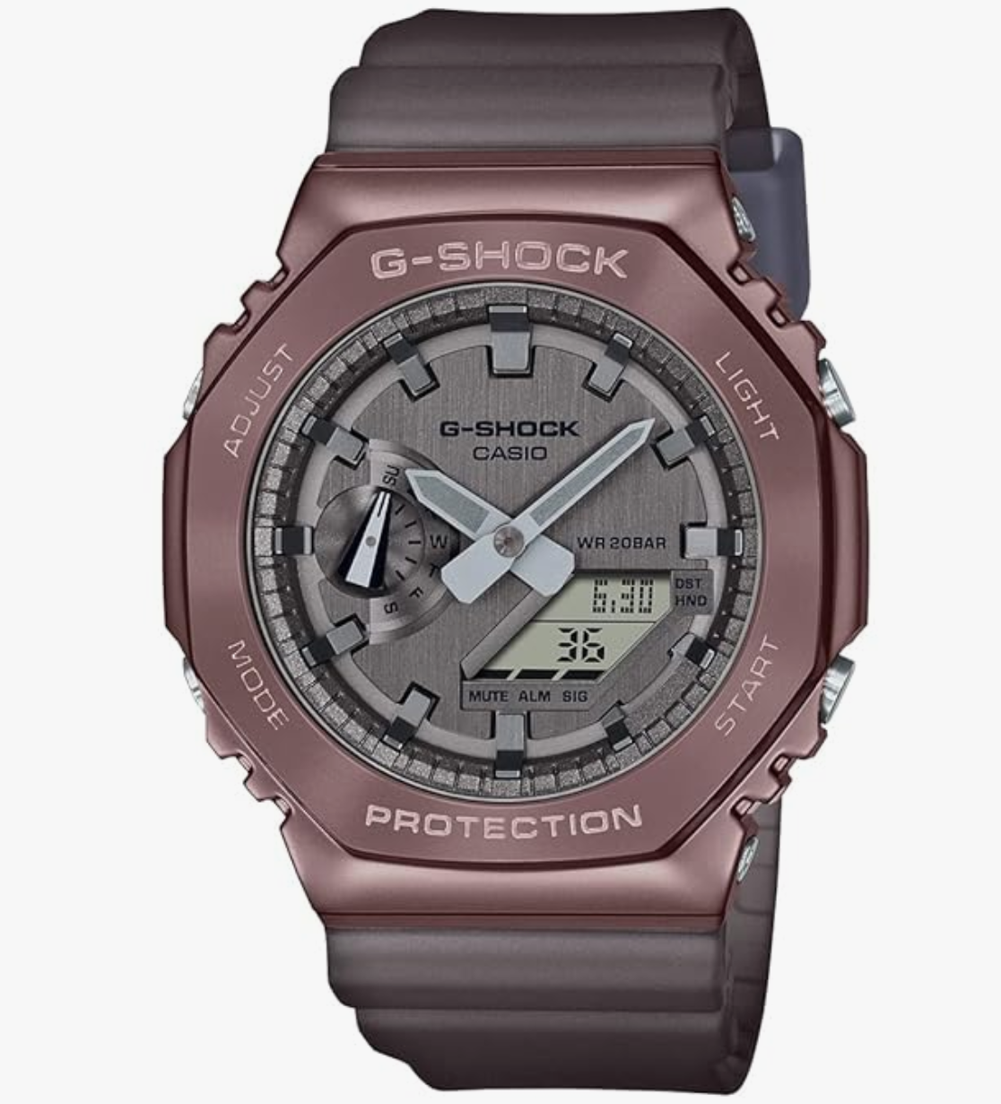 Casio G-Shock GM-2100MF-5ADR Brown IP Gray Analog-Digital Dial Translucent Resin Strap Men's Watch Shock and 200M Water Resistant