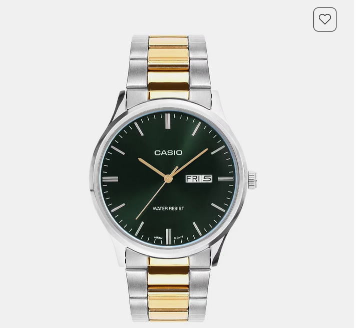 Men Quartz Green Dial Analog Stainless Steel Watch A2518