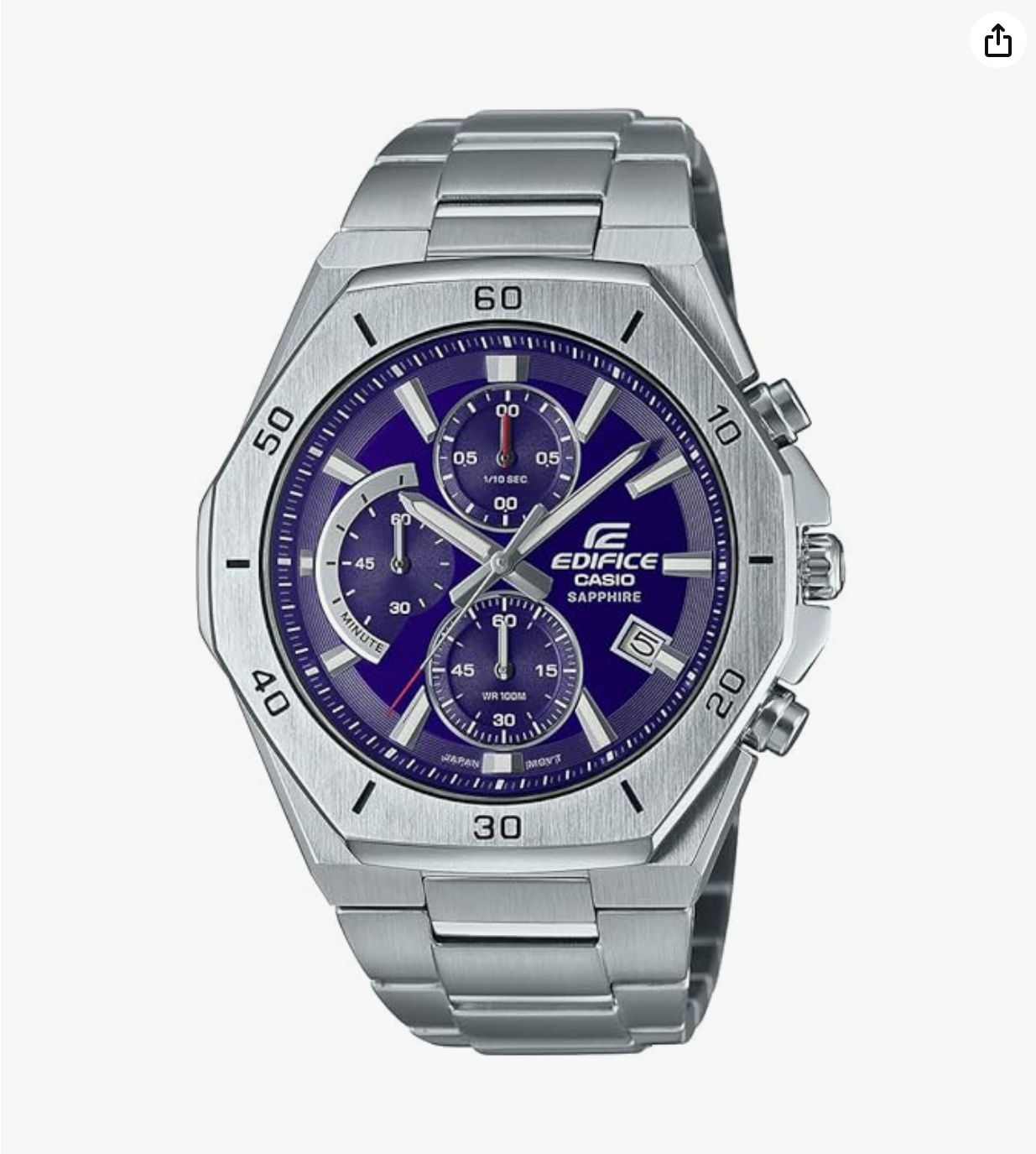 Edifice Blue Dial Silver Stainless Steel Band Analog Watch - For Men -EFB-680D-2BVUDF