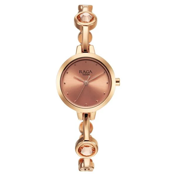 Titan Raga Viva Quartz Analog Rose Gold Dial Metal Strap Watch for Women