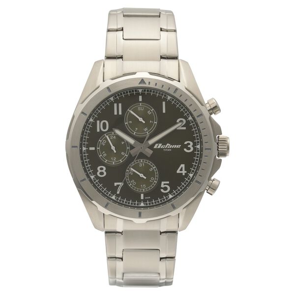 Titan Quartz Multifunction Green Dial Stainless Steel Strap Watch for Men