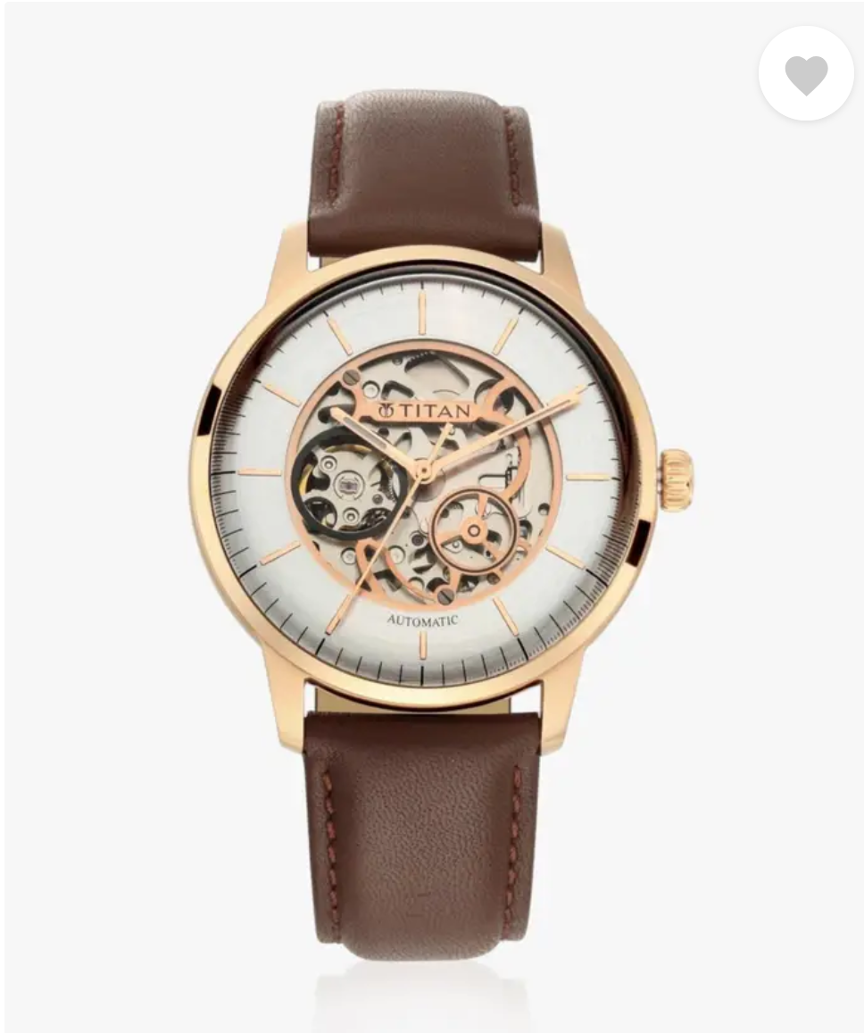 Titan Automatics Silver Dial Automatic Leather Strap watch for Men