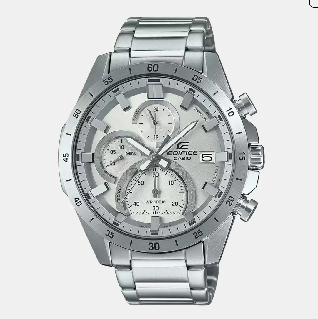 Edifice Men Quartz Silver Dial Chronograph Stainless Steel Watch ED516