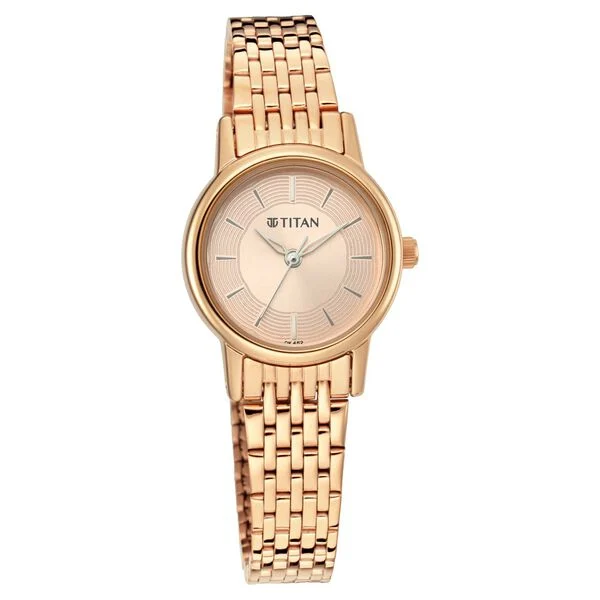 Titan Quartz Analog Rose Gold Dial Metal Strap Watch for Women