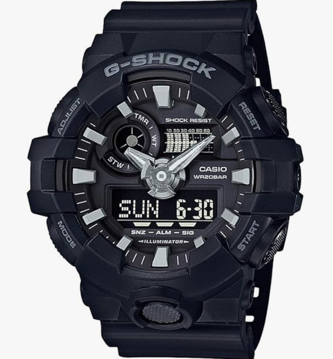 Casio G-Shock GA-700-1BDR Analog-Digital Black Dial Men Watch Black Resin Strap