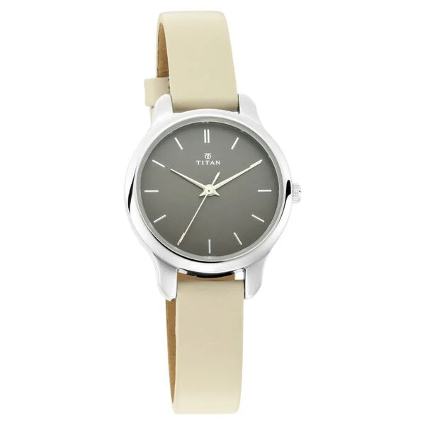 Titan Women's Chic minimalist watch with Anthracite dial and leather strap