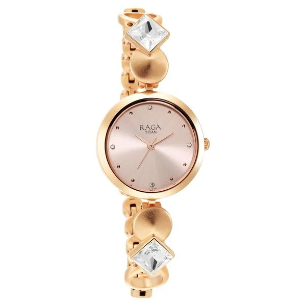 Titan Raga Love All Pink Dial Analog Metal Strap Watch for Women