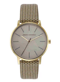 Armani Exchange Lola 36 mm Grey Dial Leather Analogue Watch For Women