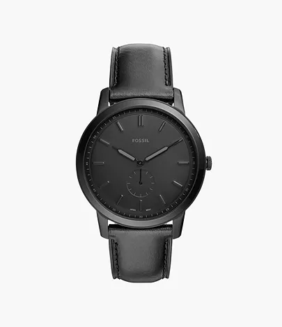 The Minimalist Two-Hand Black Leather Watch