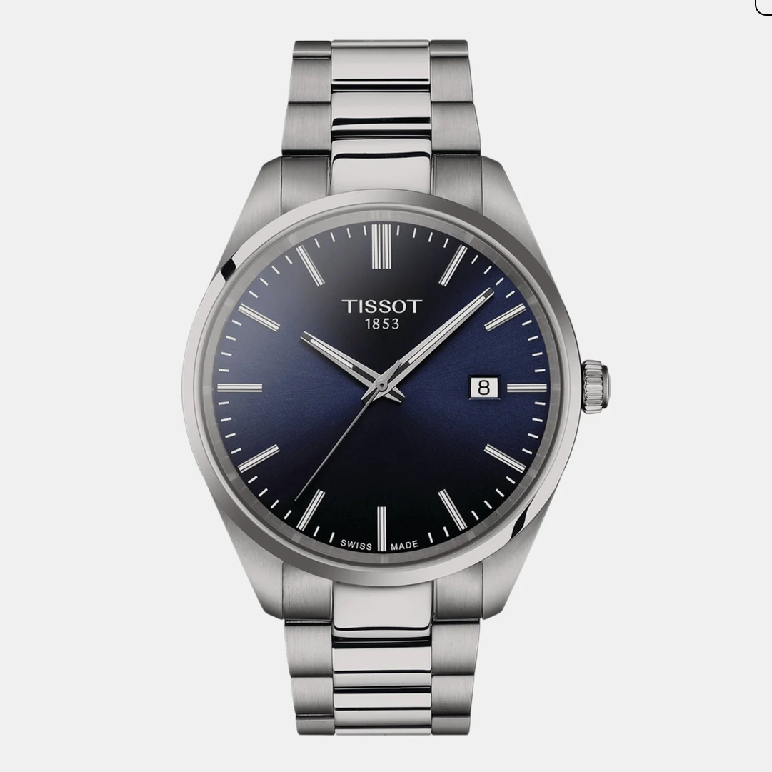 PR 100 Men Quartz Blue Dial Analog Stainless Steel Watch T1504101104100