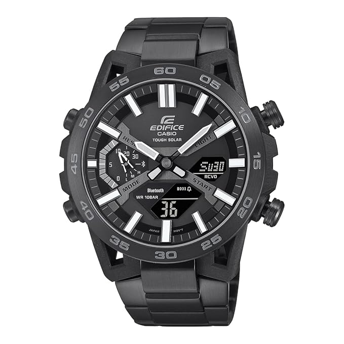 Edifice Bluetooth Analog-Digital Black Dial Men Watch Black Stainless Steel Strap  ECB-2000DC-1BDF