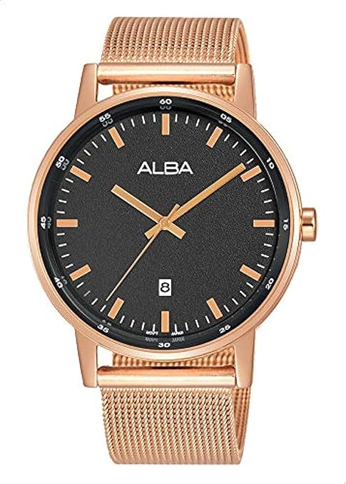 Alba Watch for Men, Quartz Movement, Analog Display, Gold Stainless Steel Strap